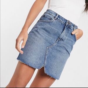 ASOS Denim Mini Split Hem Skirt
